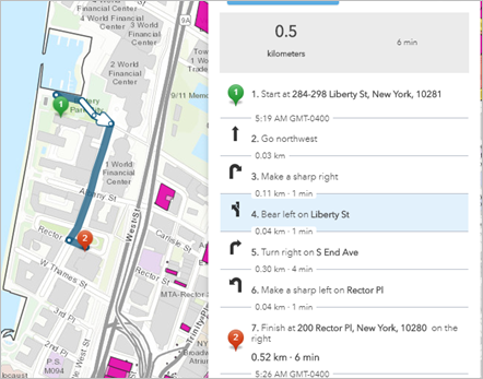 Directions with highlighted turn