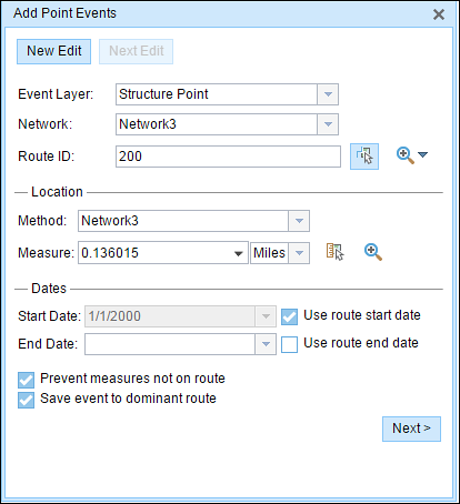 Using the route and measure method