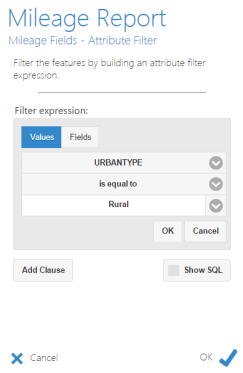 Adding an attribute filter to the mileage field